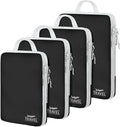 4 Set Compression Packing Cubes, Suitcase Organizer, Lightweight Travel Essentials, Compression Bags For Travel Accessories Luggage Storage Set (4 Pcs, Black)