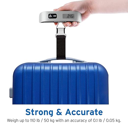 Etekcity Luggage Scale, Travel Essentials, Digital Weight Scales for Travel Accessories, Portable Handheld Scale with Temperature Sensor, Rubber Paint, 110 Pounds, Battery Included,2Pack