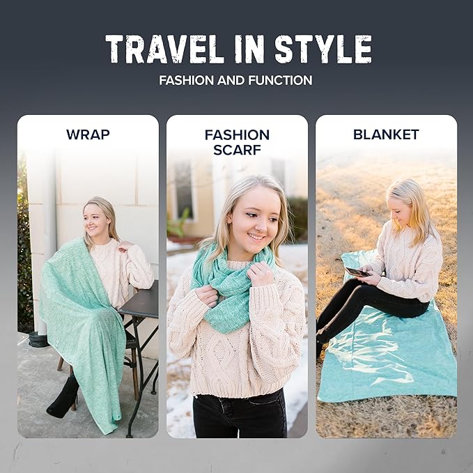 Zero Grid Infinity Travel Scarf Loop with Hidden Zipper Pockets for Passport, Phone, Cash, Cards