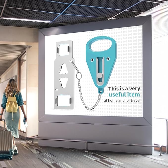 Sturdy Portable Door Lock Teal -2 Pack Door Locks for Additional Privacy and Safety in Hotel, Apartment,and Prevent Unauthorized Entry for Family Trip or Traveling Alone Home Dorms