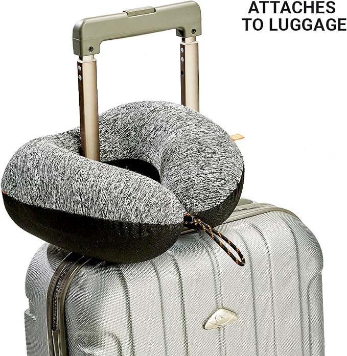 Go Travel American ZZZ's Comfortable Neck Pillow, Travel Pillow for Uninterrupted Sleep, Memory Foam Pillow for Everyday Commute, Airplane, Bus, Car, and Gaming, Travel Essentials, Made in USA, Orange