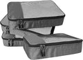 WTREE 4-Piece Packing Cubes Travel Accessories Set for Suitcases - Luggage Organizer Bags with Double Zipper - Mesh Top - Medium - Dark Grey