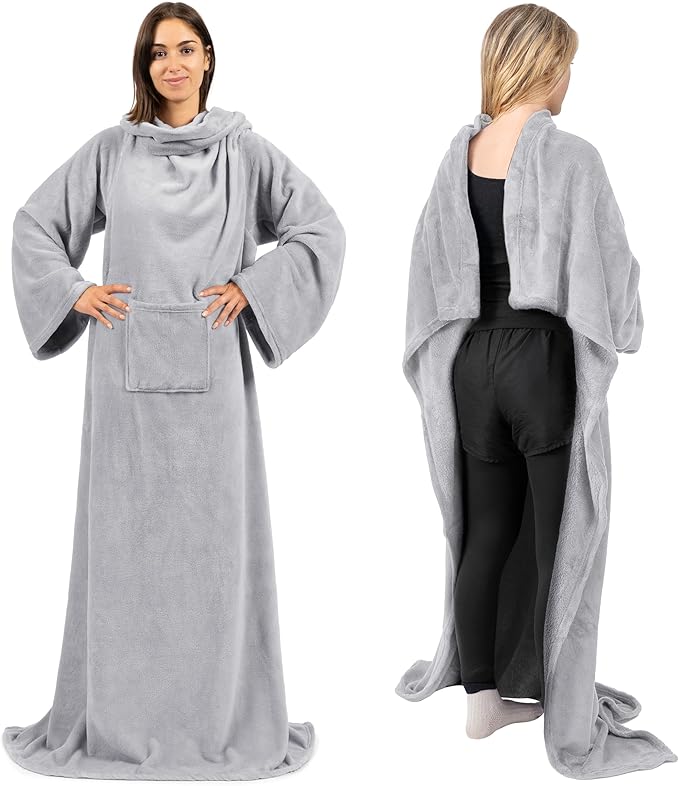 PAVILIA Wearable Blanket with Sleeves for Adult Women Men, Cozy Fleece Warm Wrap Throw with Arms, Gifts for Christmas, Wife