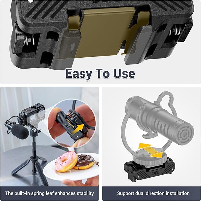 JJC Osmo Action Cold Shoe Expansion Kit for DJI OSMO Action 5 pro 4 3, Quick-Release Cold Shoe Extension Adapter Claw Ports Compatible with Action5, Heavy Duty Nylon Hot Shoe Mount Base Bracket