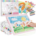 LED Drawing Tablet Kits Pink - 15" Light Board for Diamond Painting Accessories, Best Birthday, Holiday Gifts Toy for Kids Girls 3,4,5,6,7,8,9,10,11,12 Year Old, Back to School Art Travel Essentials
