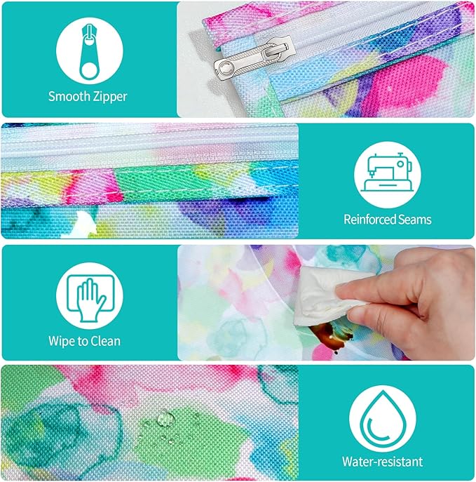 HIONXMGA TSA Approved Toiletry Bag, Set of 3 Clear Travel Toiletry Bag Quart Size Zipper Travel Pouch, Waterproof Makeup Cosmetic Bag for Women Men Kids Toiletries Carry on, Watercolor Large