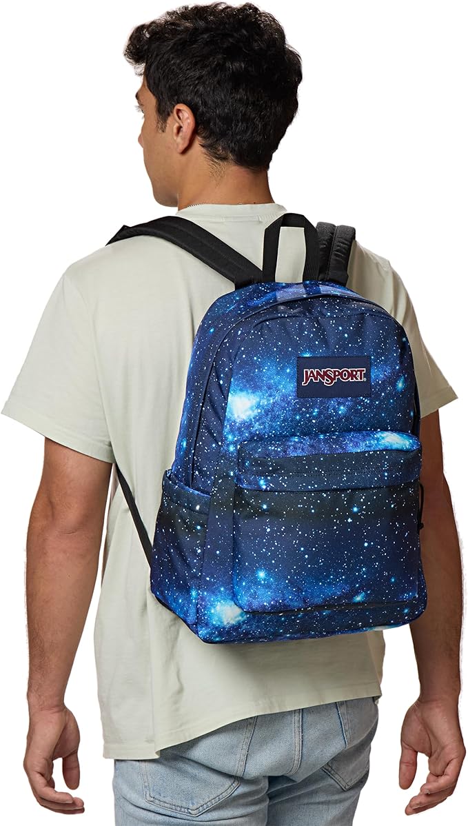 JanSport SuperBreak Plus Backpack with Padded 15-inch Laptop Sleeve and Integrated Bottle Pocket - Spacious and Durable Daypack for Work and Travel - Stellar Starfield