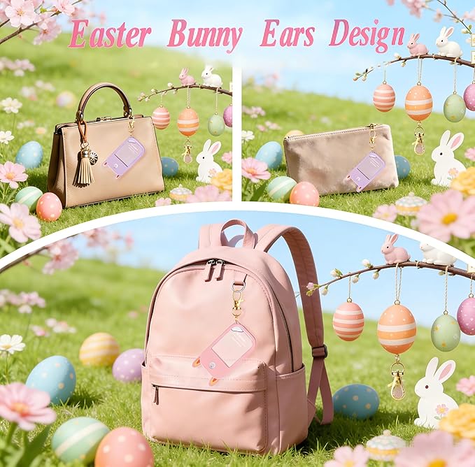 2 Pack Easter Bunny Ear Silicone Case for Touchland Hand Sanitizer Spray 1 FL OZ/30 mL,Purple&Pink Portable with Keychain,Protective Cover Compatible with Touchland,Easter Gifts