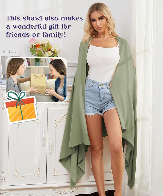 Tencel Cashmere Shawl Wraps for Women,Pashmina Stole Airplane Travel Wool Scarf Blanket Wrap Lightweight UPF 50+