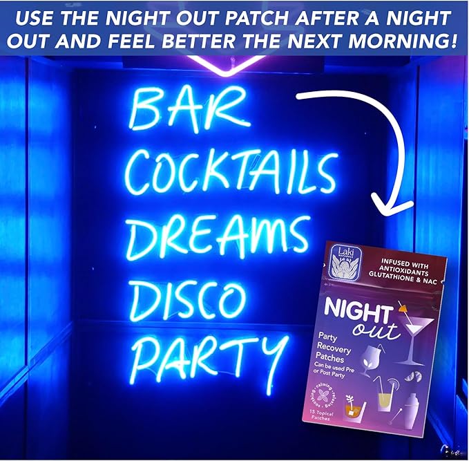 Laki Naturals Night-Out Patch (1 Count, Pack of 15) |All Natural Antioxidant Support After Drinking, Hypoallergenic