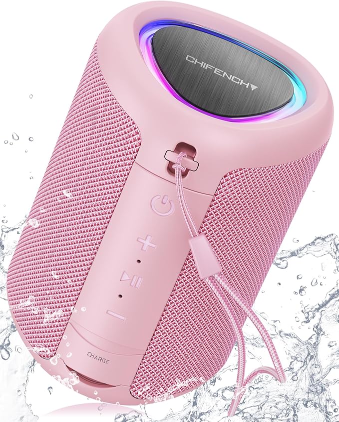 Portable Bluetooth Speaker Beach Essentials: Powerful Crystal Clear Sound/Dynamic Light/IPX5 Waterproof/All Day Playtime/Wireless BT 5.3/TWS Paring, Mom Gifts, Outdoor|Travel|Camping|Pool Accessories