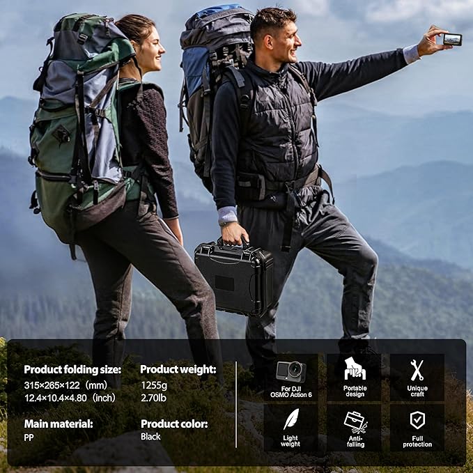 STARTRC PHOTO Action 6 Case Waterproof Hard Dual Layer Case For DJI Osmo Action 6 Accessories,Travel Carry Bag Protective