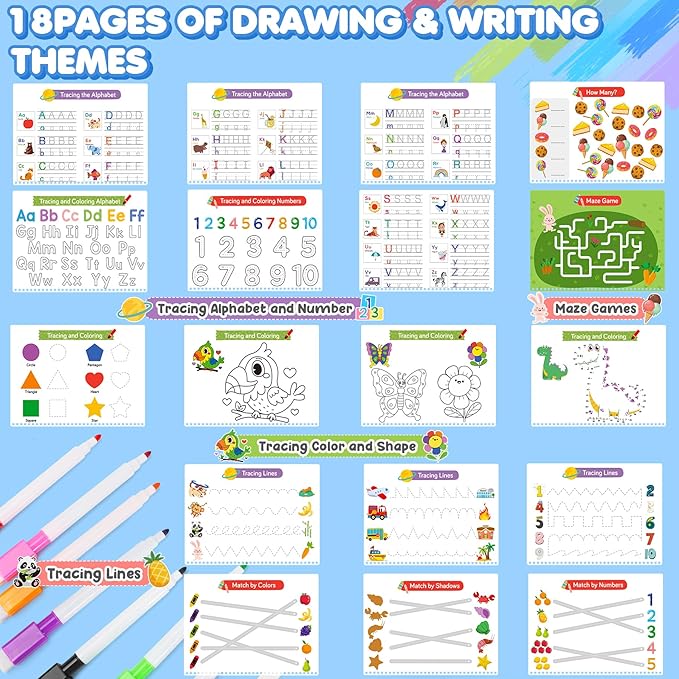 Busy Book for Toddlers 3-5, Preschool Learning Activities, Montessori Learning Educational Toys, Tracing Activity Coloring Books for Kids Ages 4-8, Autism Sensory Travel Toys, Birthday Gifts