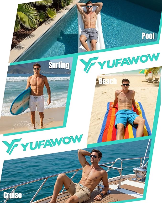Men Swim Trunks with Compression Liner Quick Dry Breathable Multi Pockets for Summer Beach Cruise Water Park