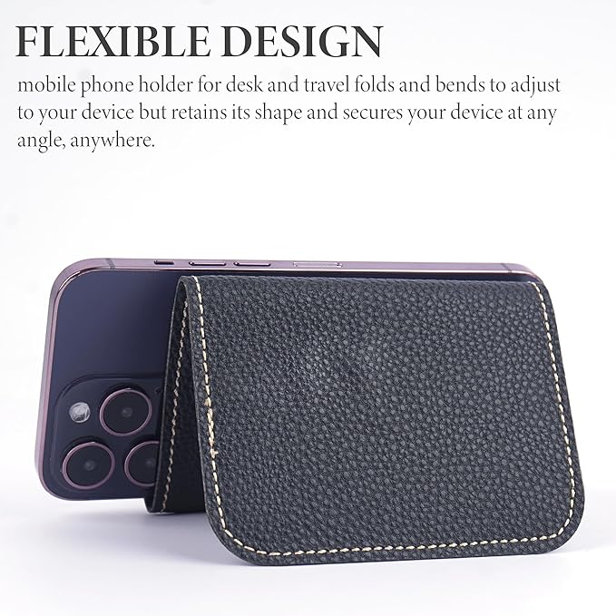 Airplane Travel Essentials for Flying Flex Flap Cell Phone Holder & Flexible Tablet Stand for Desk, Bed, Treadmill, Home & in-Flight Airplane Travel Accessories(1-Lichee Black)