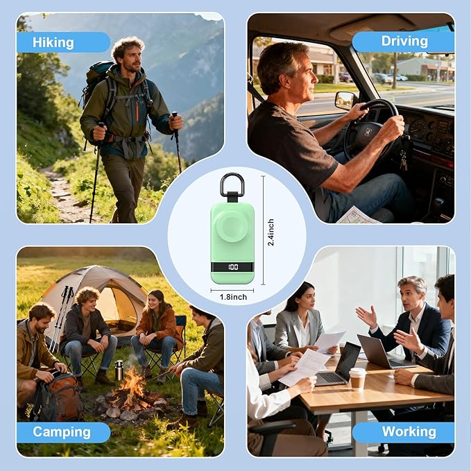 Portable Charger for Apple Watch, 2500mAh & Digital Display – Magnetic Fast Charging iWatch Charger for Travel – for Apple Watch Series 1-11/SE1-3/Ultra 1-3 (Mint Green)