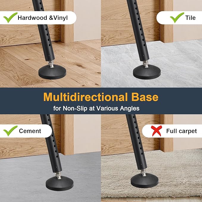 Door Stoppers Security Bar,Heavy Duty Portable Door Lock,2-in-1 Adjustable Sliding Door Lock Bar,Door Barricade Security Bars for Window, Front Door, Patio Door, Apartment, Hotel Room (Black)