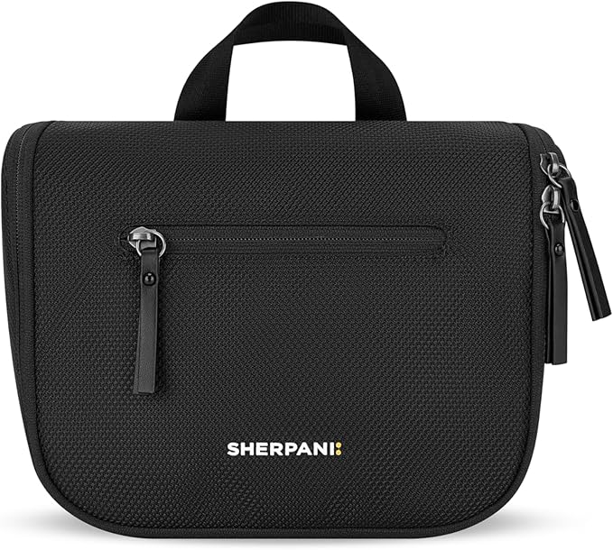 Sherpani Co-Pilot, Travel Toiletry Bag, Hanging Cosmetic Organizer, Water Resistant Makeup Bag, Shower Dopp Kit, Essentials Toiletries for Women, Travel Gift (Carbon)