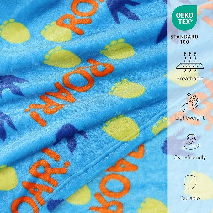 3 in 1 Kids Travel Pillow and Blanket Set - 40x60in, Plush Pillow with Hand Warmer, Dinosaur Pillow Blanket for Boys Birthday Christmas Party Favors and Travel Essential