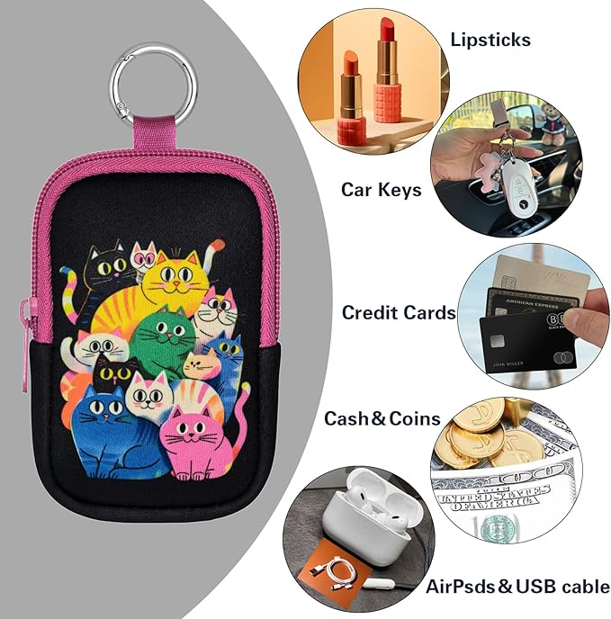 Neoprene Hand Sanitizer Holder Compatible with Touchland, Shockproof Protective Sleeve with Zipper & Snap Hook, Travel Case