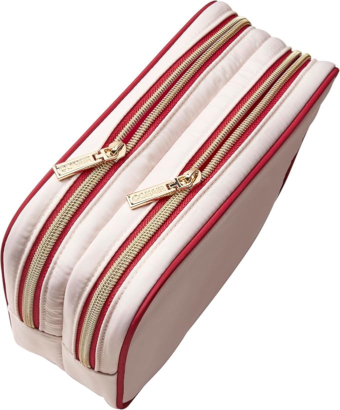 Conair Travel Double Zip Organizer - Toiletry Bag - Makeup Bag - Travel Makeup Bag - Makeup Organizer - Gifts for women - Light Pink