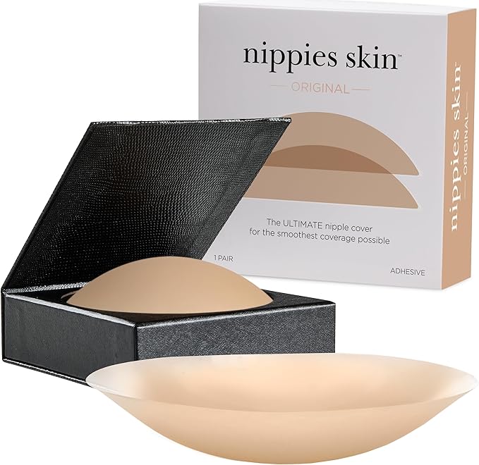 Nippies Nipple Covers for Women - Reusable Sticky Silicone Pasties with Travel Case - Original Circle or Lift Style Available