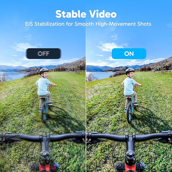 AKASO Brave 4 Action Camera with 64GB MicroSDXC U3 Card 4K30FPS 20MP Ultra HD 131FT Waterproof Underwater Camera EIS WiFi Remote Control 5X Zoom Sport Camera with Motorcycle Bicycle Accessories Kit
