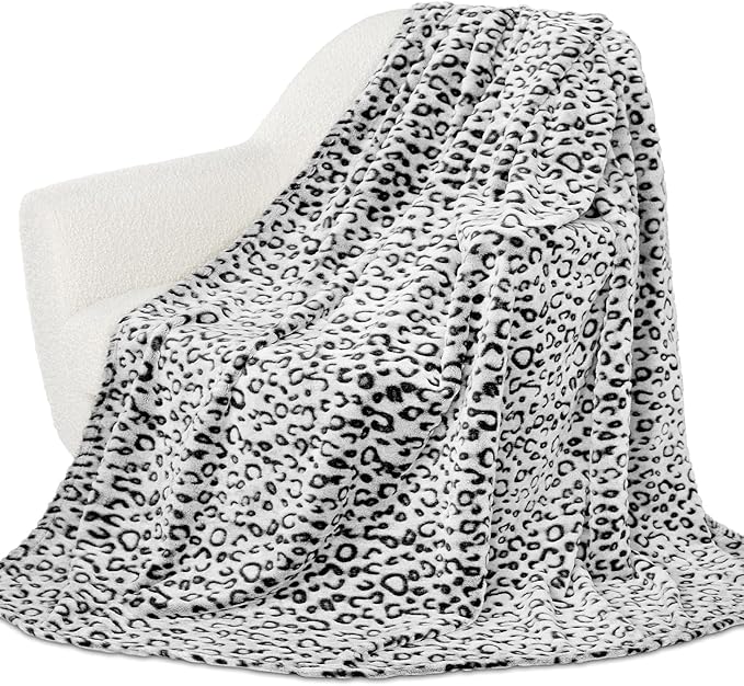 Black Leopard Throw Blanket, Soft Warm Cheetah Print Blanket for Boys Girls, Fuzzy Plush Home Room Decor for Car Seat Stroller Travel 40"x50"