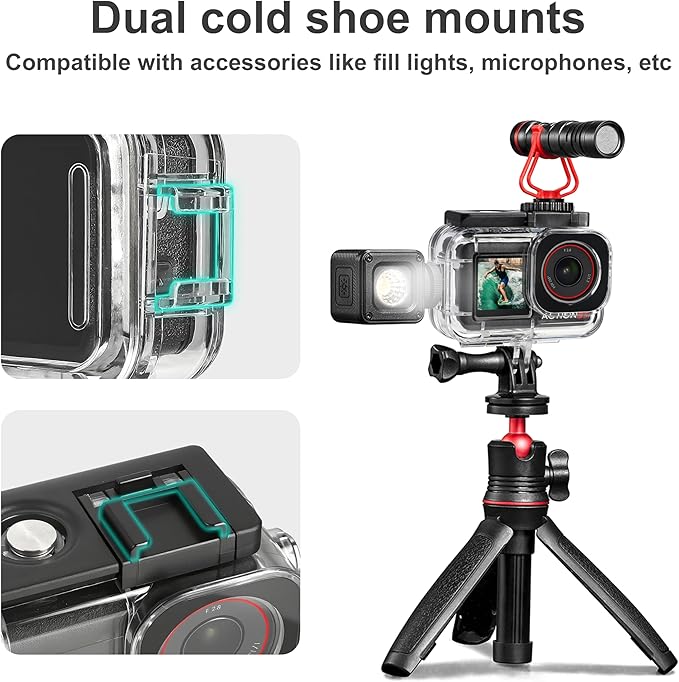 FitStill 60M/196FT Diving Kit for DJI osmo Action 5 pro/4/3, Waterproof Housing + Buoyancy Handle for Underwater Shooting DJI Action 5pro/4/3 Protective Accessories