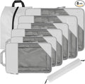 8 Set Compression Packing Cubes for Travel, Expandable Luggage Organizer with Shoe Bag & Laundry Bag - Lightweight Suitcase & Backpack Travel Essentials (Beige)