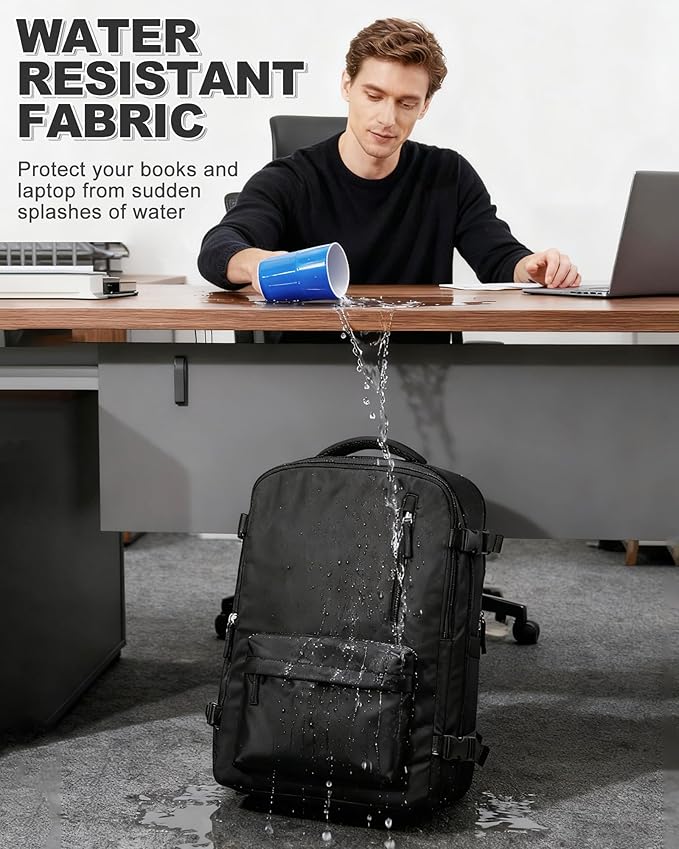VGCUB Vacuum Backpack Travel with Pump Vacpack System Storage Carry on Work Laptop Business Waterproof College Compression Personal Item Daypack Backpacks for Women Men Black