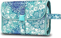 Fintie Portable Toiletry Cosmetic Travel Bag, Large Water Resistant Hanging Makeup Organizer Storage Pouch Case for Women Girls (Emerald Illusions)