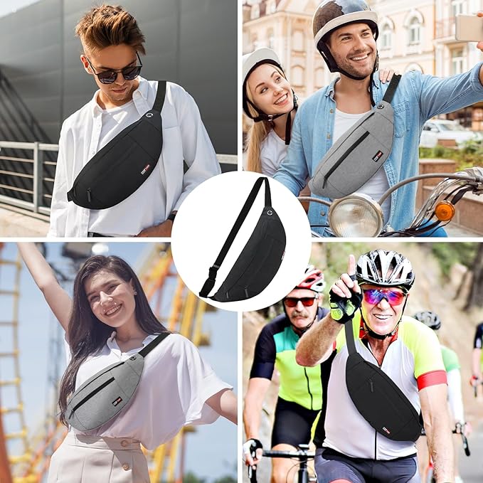 MAXTOP Large Crossbody Fanny Pack with 4-Zipper Pockets,Gifts for Enjoy Sports Festival Workout Traveling Running Casual Hands-Free Wallets Waist Pack Phone Bag Carrying All Phones