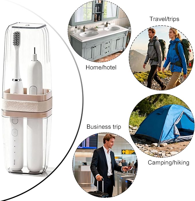 Toothbrush and Toothpaste Travel Case: 2-in-1 Portable Travel Toothbrush Case with Rinse Cups, Compact Dustproof Toothbrush Holder for Traveling, Camping, Trip, School, Bathroom