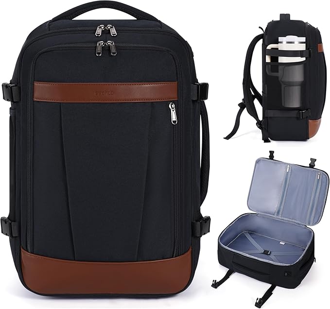 ECOHUB 17" Travel Backpack for Men United Airlines Personal Item Travel Bag TSA Friendly Business Computer Bag with USB Charging Port & Wet Compartment,Black