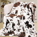 Cow Print Blanket for Couch Bed, Fuzzy Fleece Soft Blankets and Throws, Brown White Western Home Decor, All Season Cozy Graduations Birthday Gifts for Cow Lovers Women Men Girls Boys, 50x60 Inches