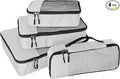 WTREE 4-Piece Packing Cubes Travel Accessories Set for Suitcases - Luggage Organizer Bags with Double Zipper - Mesh Top - Small/Medium/Large/Slim - Beige