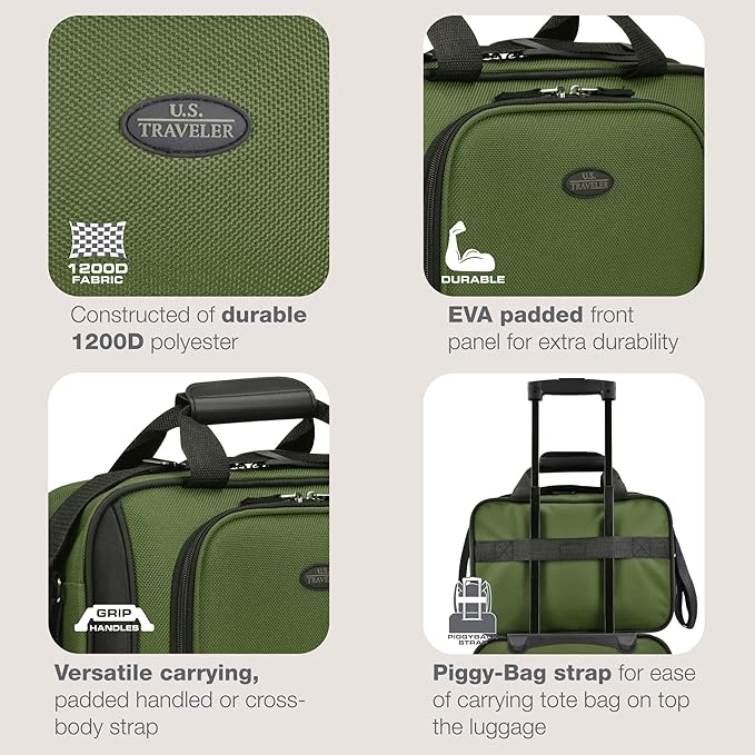 U.S. Traveler Rio 14" Travel Tote Bag, Lightweight 1200D Carry-On Bag for Women & Men, Parent SKU