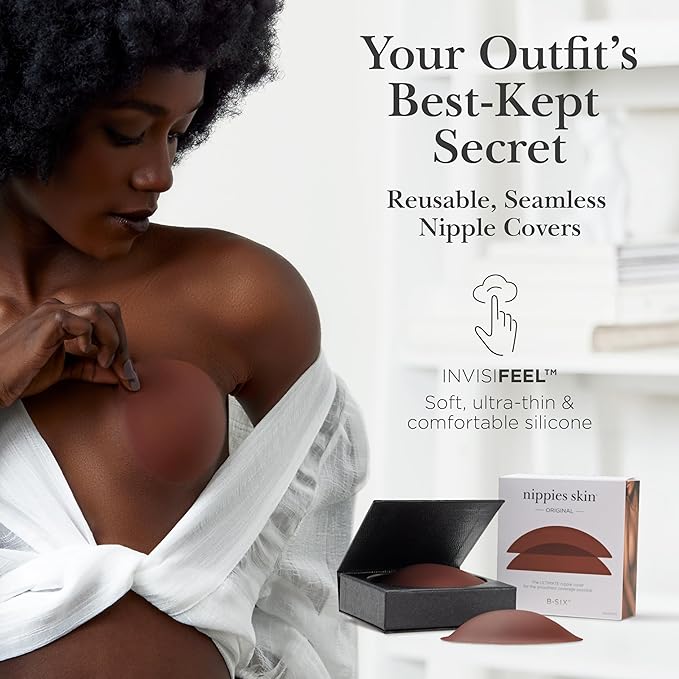 Nippies Nipple Covers for Women - Reusable Sticky Silicone Pasties with Travel Case - Original Circle or Lift Style Available