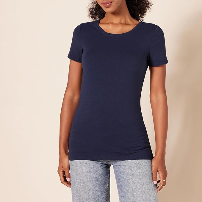 Amazon Essentials Women's Regular-Fit Short-Sleeve T-Shirt (Crewneck and V-Neck Options), Multipacks