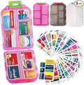 Pill Organizer with Medicine Labels, Travel Daily Pill Container, Mini Medication Organizer, 7-Day Pill Case, Set of 3 (Pink+White+Grey)