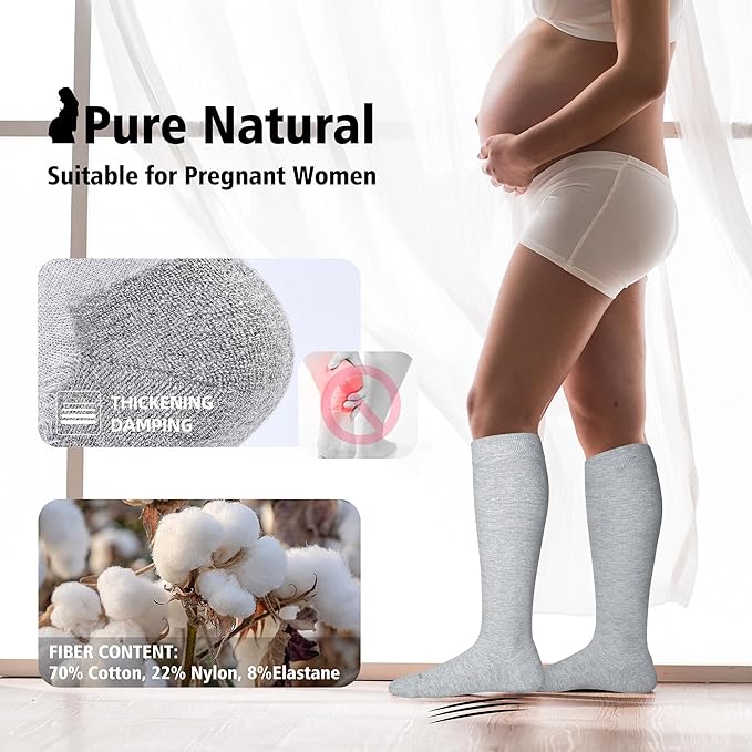 LEVSOX Cotton Compression Socks for Women&Men 20-30mmHg Knee High Cute Support Sock for Nurses Pregnancy Travel