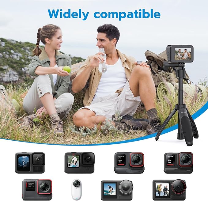 TELESIN 40cm/15.75'' Selfie Stick Tripod, Quick Release Portable Vlog Camera Selfie Stick Handle Grip Monopod for GoPro 13 12 11 10 Max/Insta360 X5/AKASO/DJI Osmo Action 6 5 pro Osmo Nano Accessories