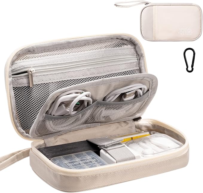Electronics Organizer, OrgaWise Electronic Accessories Bag Storage Case Travel Waterproof Bag for Phones, Cables, Chargers (S2-Beige)