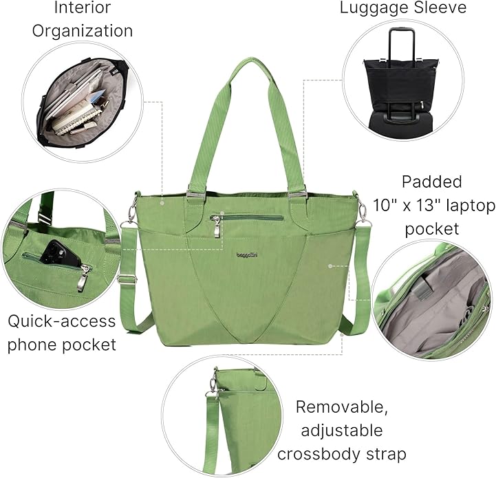 Baggallini Avenue Tote - 12x18 Laptop Tote Bag for Women - Lightweight Work Travel Carry On Bag