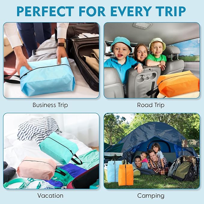 6 Pcs Travel Shoe Bags with Zipper Portable Suitcase Shoe Organizer Packing for Men Women Nylon Multicolor(M,Pastel)