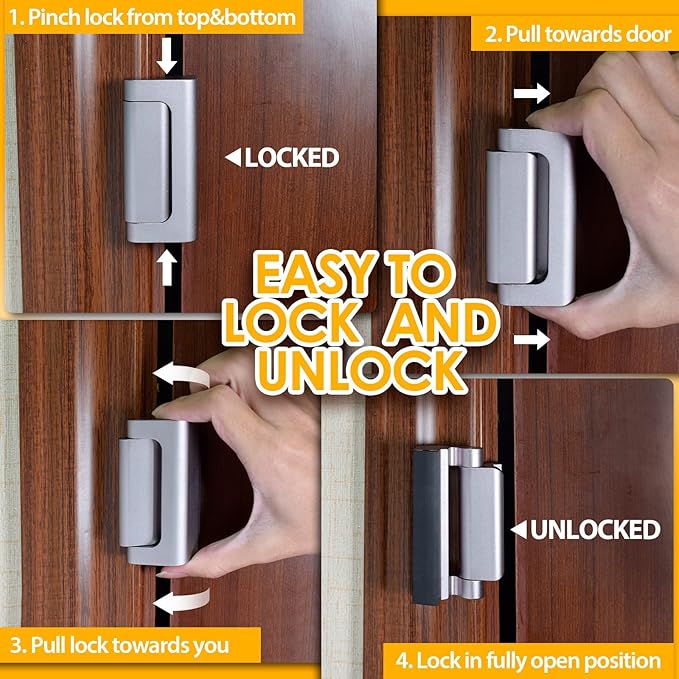 EverPlus Home Security Door Lock for Kids Safety, Childproof Reinforcement Latch for Front Door Withstand 800 lbs for Inside Swinging Doors, Upgraded Metal Child Safety Lock Defend Home