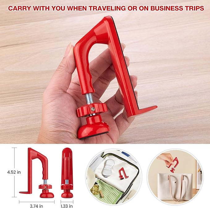 Door Security Jammer, Heavy Duty Adjustable Door Stopper for Home, Hotel, Travel, Anti-Theft Door Blocker for Women Safety, Portable Door Guard for Apartment