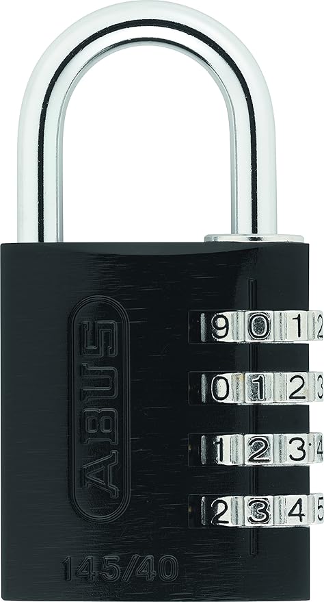ABUS 145/40 Non-TSA Combination Padlock for Hard Cases, Luggage, Resettable, Black