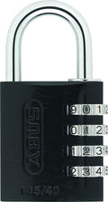 ABUS 145/40 Non-TSA Combination Padlock for Hard Cases, Luggage, Resettable, Black
